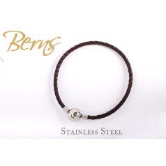   E05503 BRACELET BECHARMED" BLACK BRA IDED LEATHER WITH STEEL CLASP"