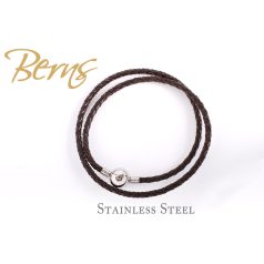   E05504 BRACELET BECHARMED" BLACK BRA IDED LEATHER WITH STEEL CLASP"
