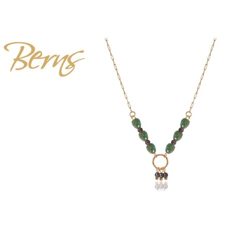R13924 NECKLACE TAMAR BROWN-EMERALD GO