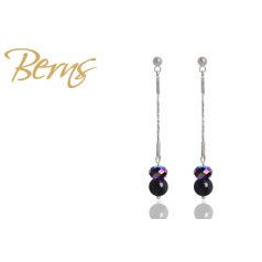 R33538 EARRINGS HALEY" MBLACK-JET.SH SS"