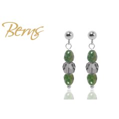 R34020 EARRINGS INDRA DK.GREEN-B.DIAMOND SS