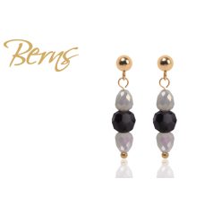 R34023 EARRINGS INDRA LT.GREY-JET GO