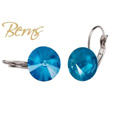 R34332 EARRINGS FR. GALAXY I-TEAL 12MM SS