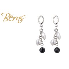 R34638 EARRINGS SORELLA BL&WHITE SS